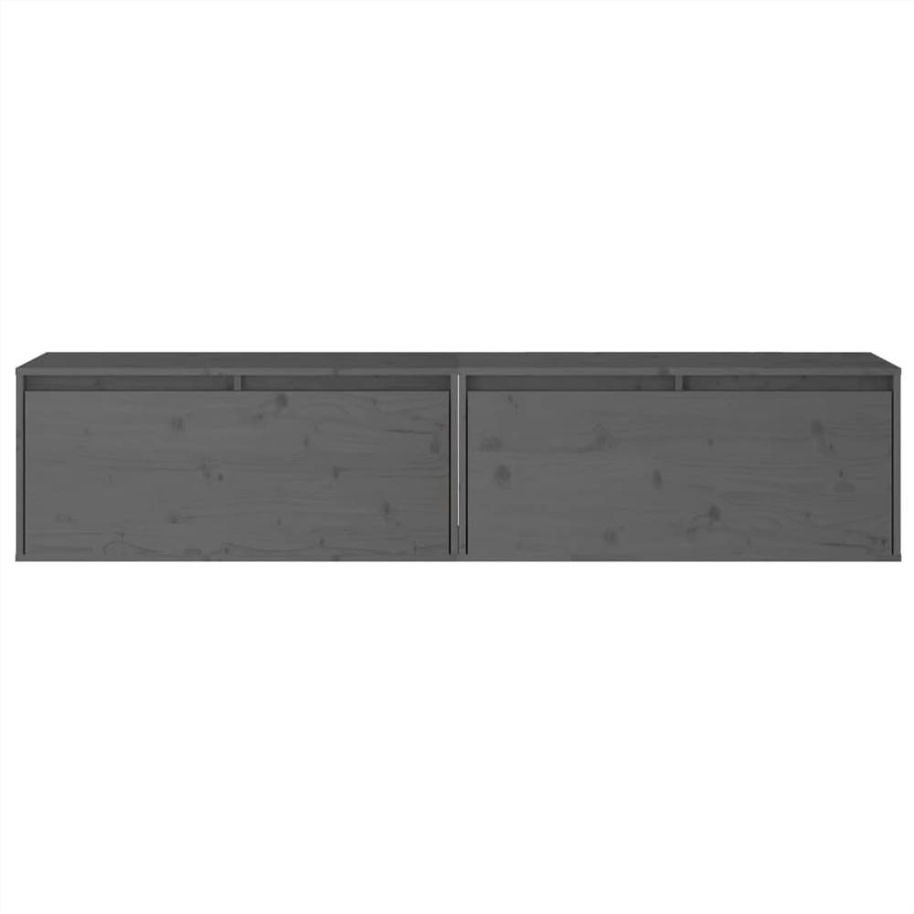 Wall Cabinets 2 pcs Grey 80x30x35 cm Solid Wood Pine