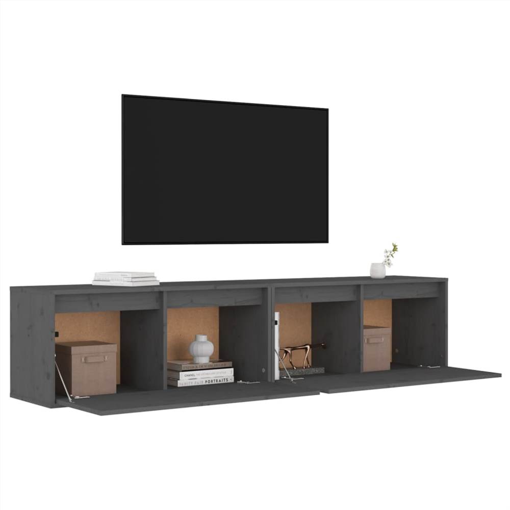 Wall Cabinets 2 pcs Grey 80x30x35 cm Solid Wood Pine