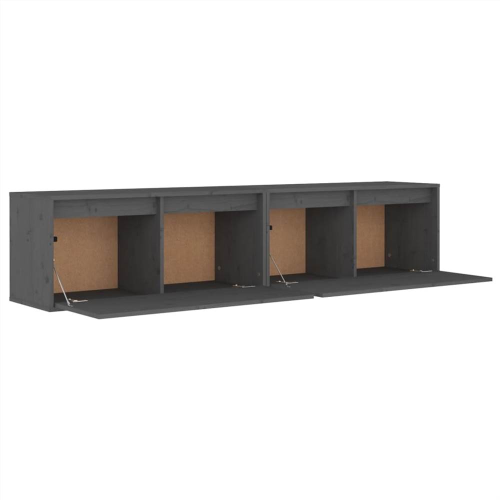 Wall Cabinets 2 pcs Grey 80x30x35 cm Solid Wood Pine