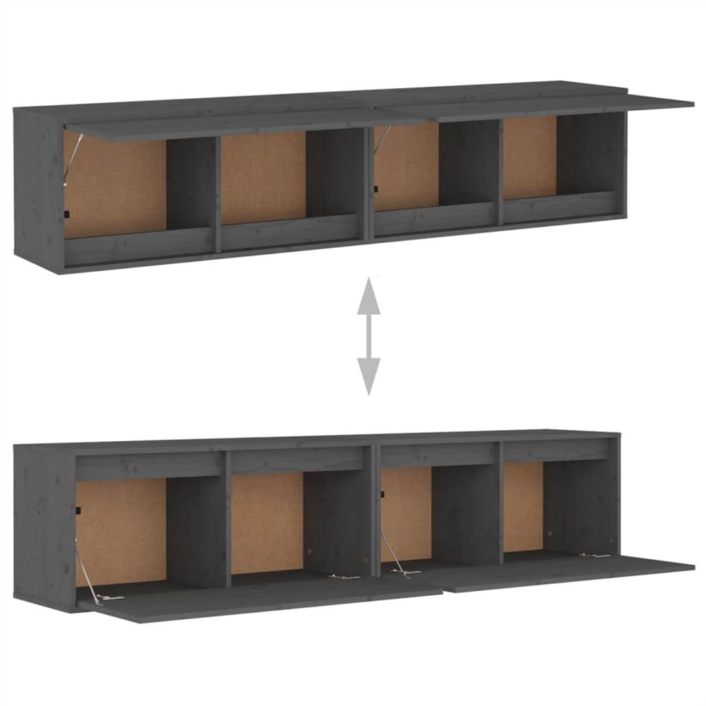 Wall Cabinets 2 pcs Grey 80x30x35 cm Solid Wood Pine
