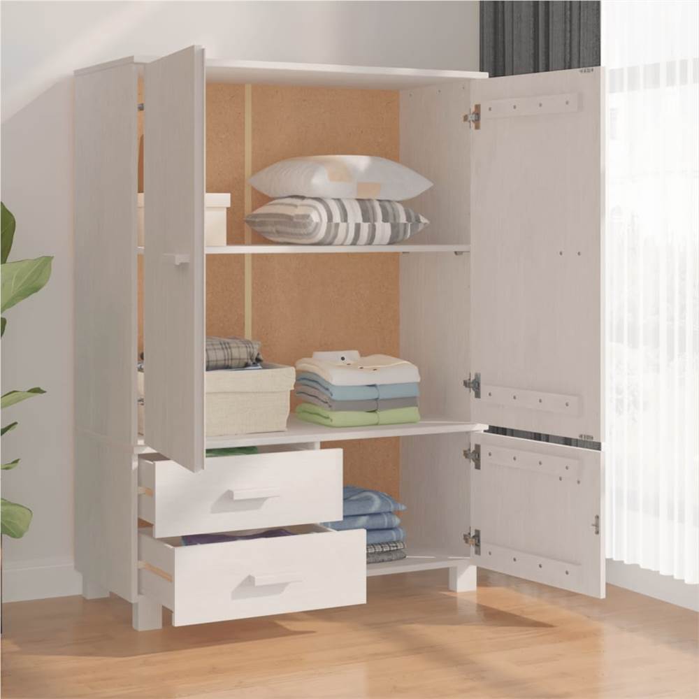 Wardrobe White 99x45x137 cm Solid Wood Pine