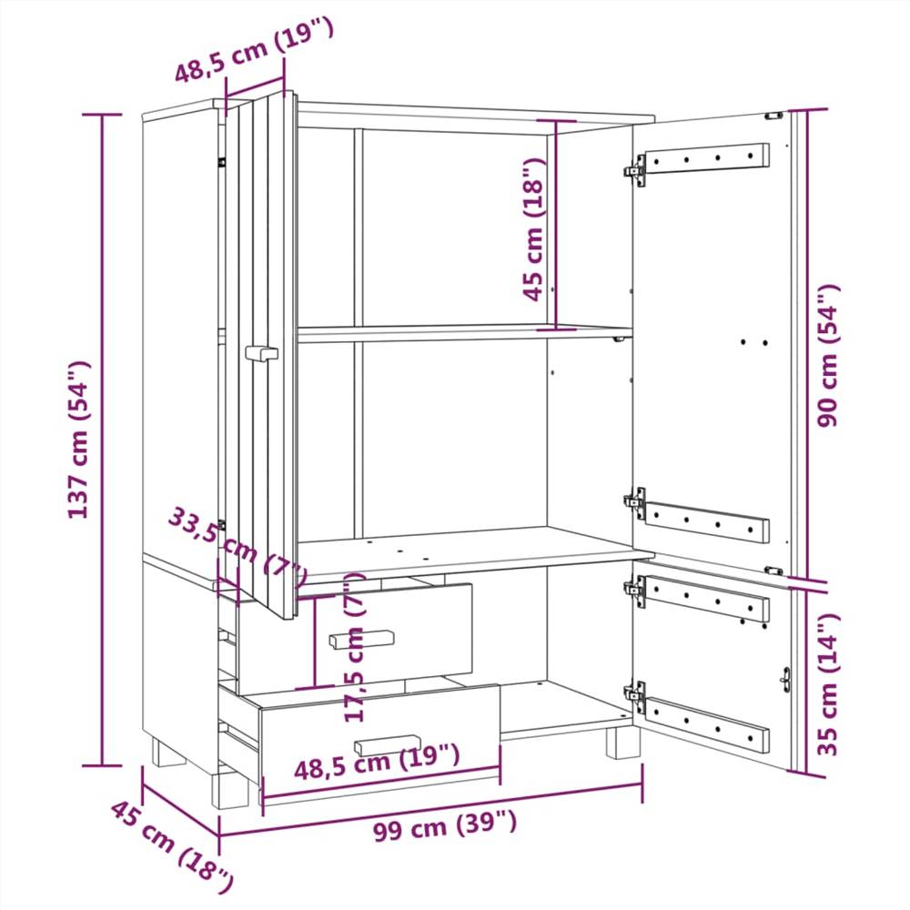 Wardrobe White 99x45x137 cm Solid Wood Pine