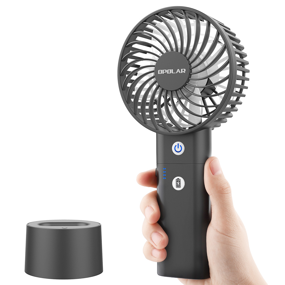 

5000mAh Portable Handheld Fan, 10W Quick Charging Fan with Power Bank and Base, 3800rpm 3 Levels Strong Wind - Black