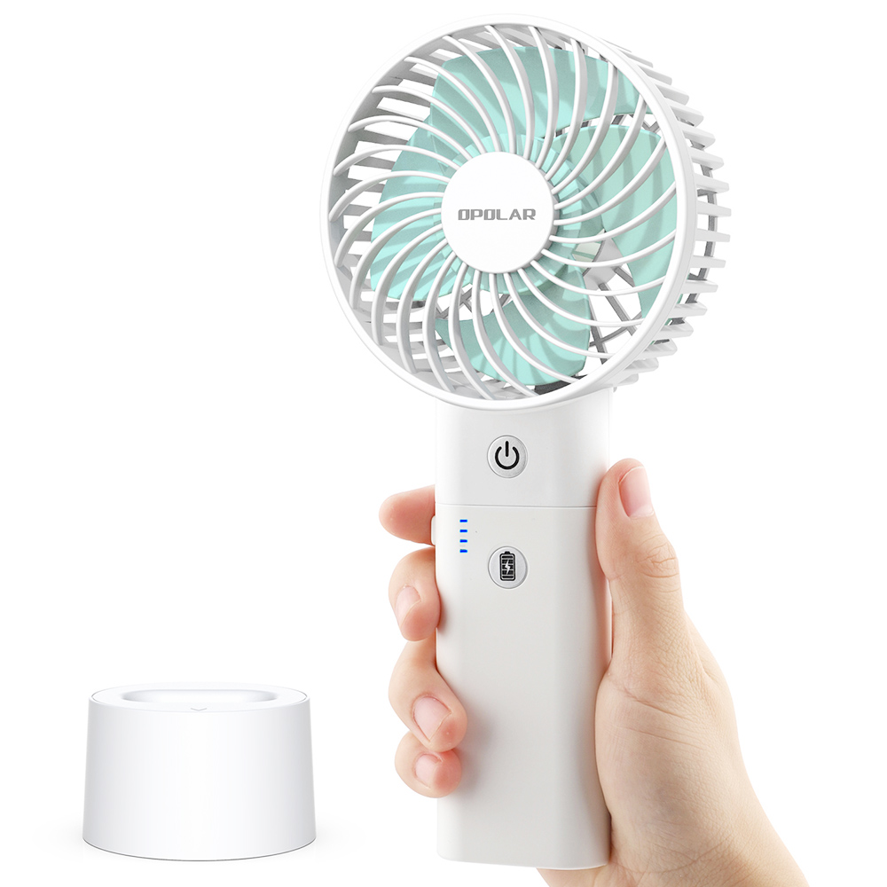 

5000mAh Portable Handheld Fan, 10W Quick Charging Fan with Power Bank and Base, 3800rpm 3 Levels Strong Wind - White