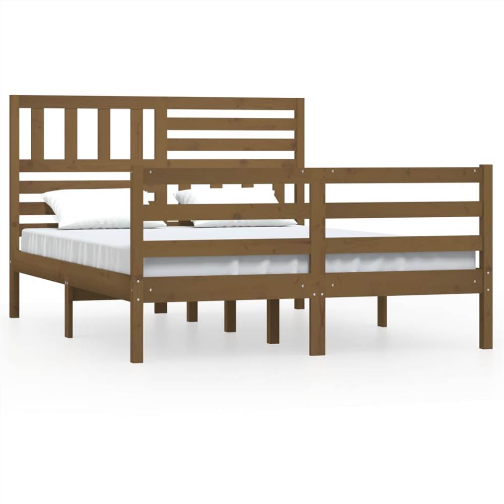 Bed Frame Honey Brown Solid Wood 120x200 cm 4FT Small Double