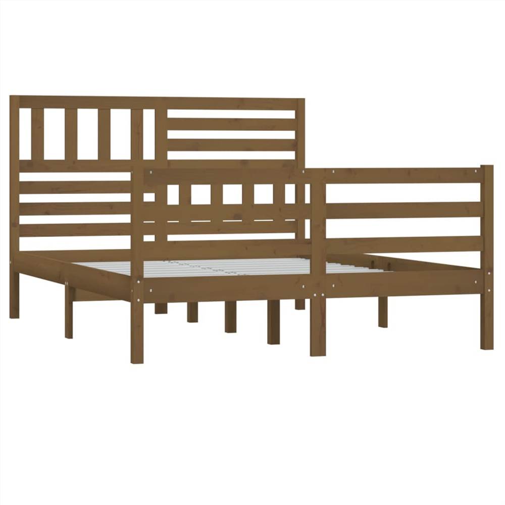 Bed Frame Honey Brown Solid Wood 120x200 cm 4FT Small Double