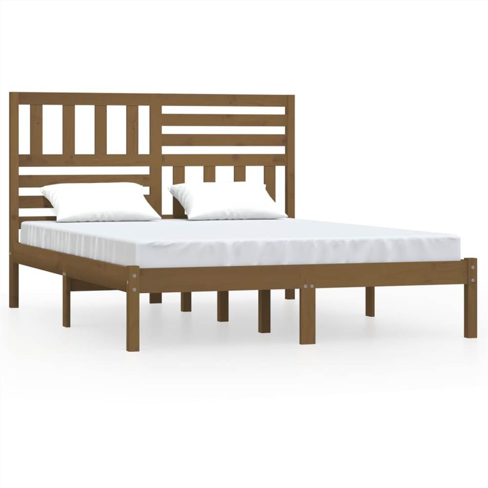 Bed Frame Honey Brown Solid Wood Pine 160x200 cm King Size