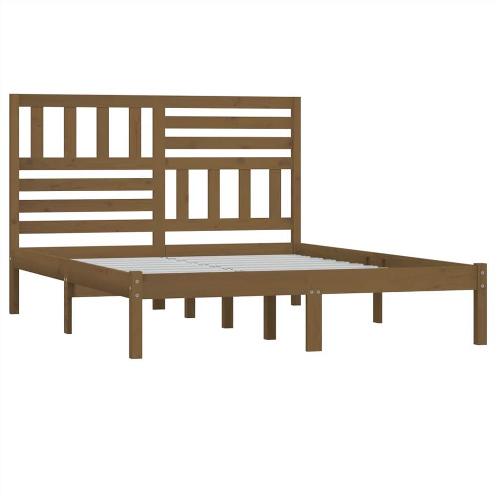 Bed Frame Honey Brown Solid Wood Pine 160x200 cm King Size