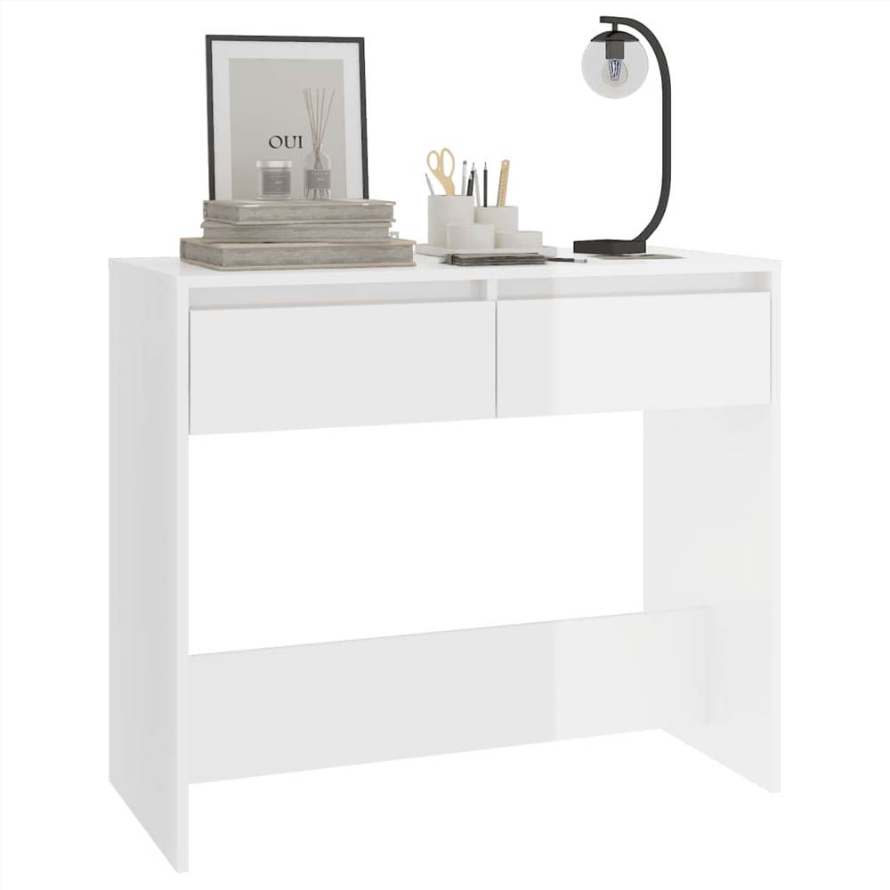 Console Table High Gloss White 89x41x76.5 cm Steel