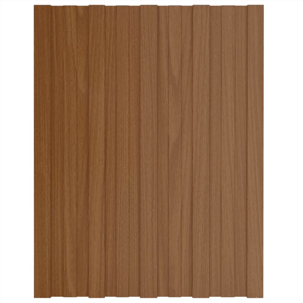 Roof Panels 12 pcs Galvanised Steel Brown 60x45 cm