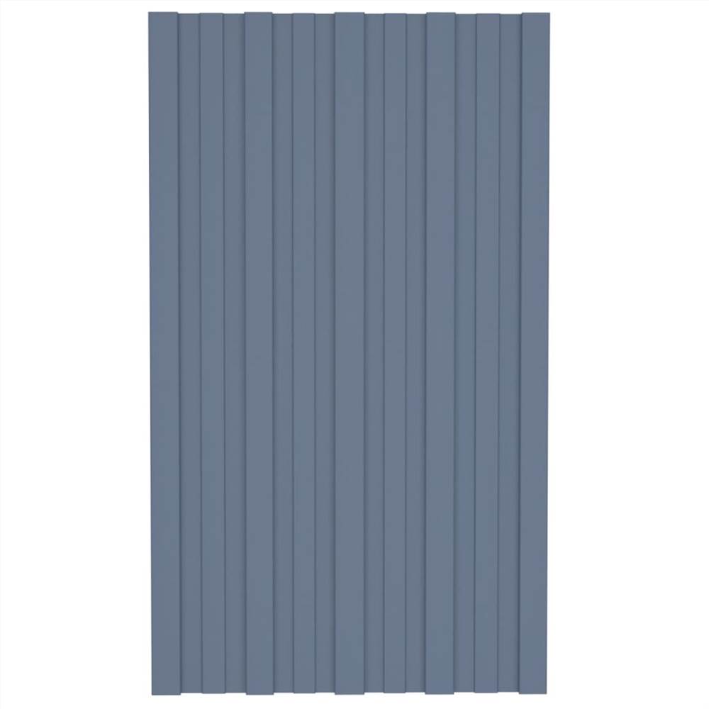 Roof Panels 12 pcs Galvanised Steel Grey 80x45 cm