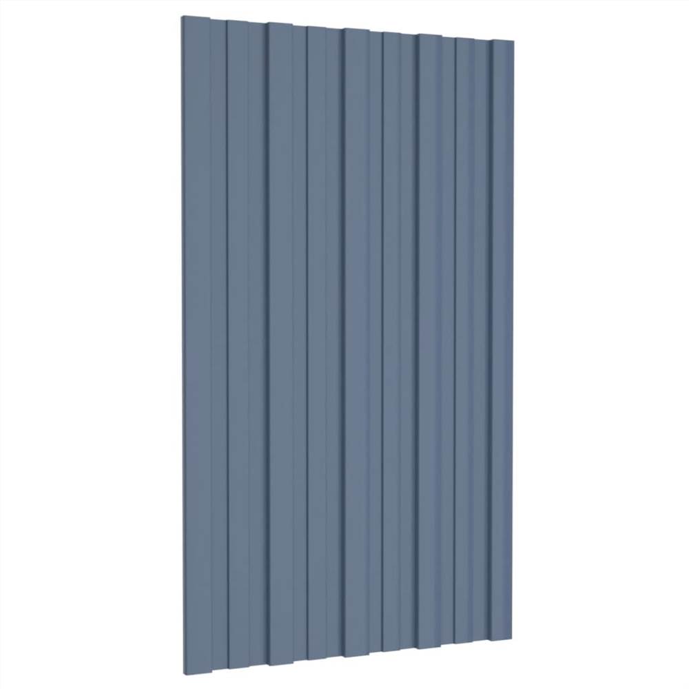 Roof Panels 12 pcs Galvanised Steel Grey 80x45 cm