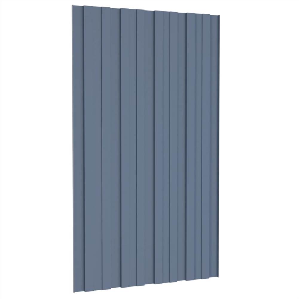 Roof Panels 12 pcs Galvanised Steel Grey 80x45 cm