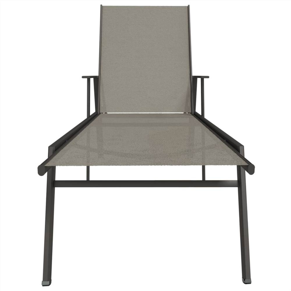 Sun Lounger Steel and Textilene Fabric Grey