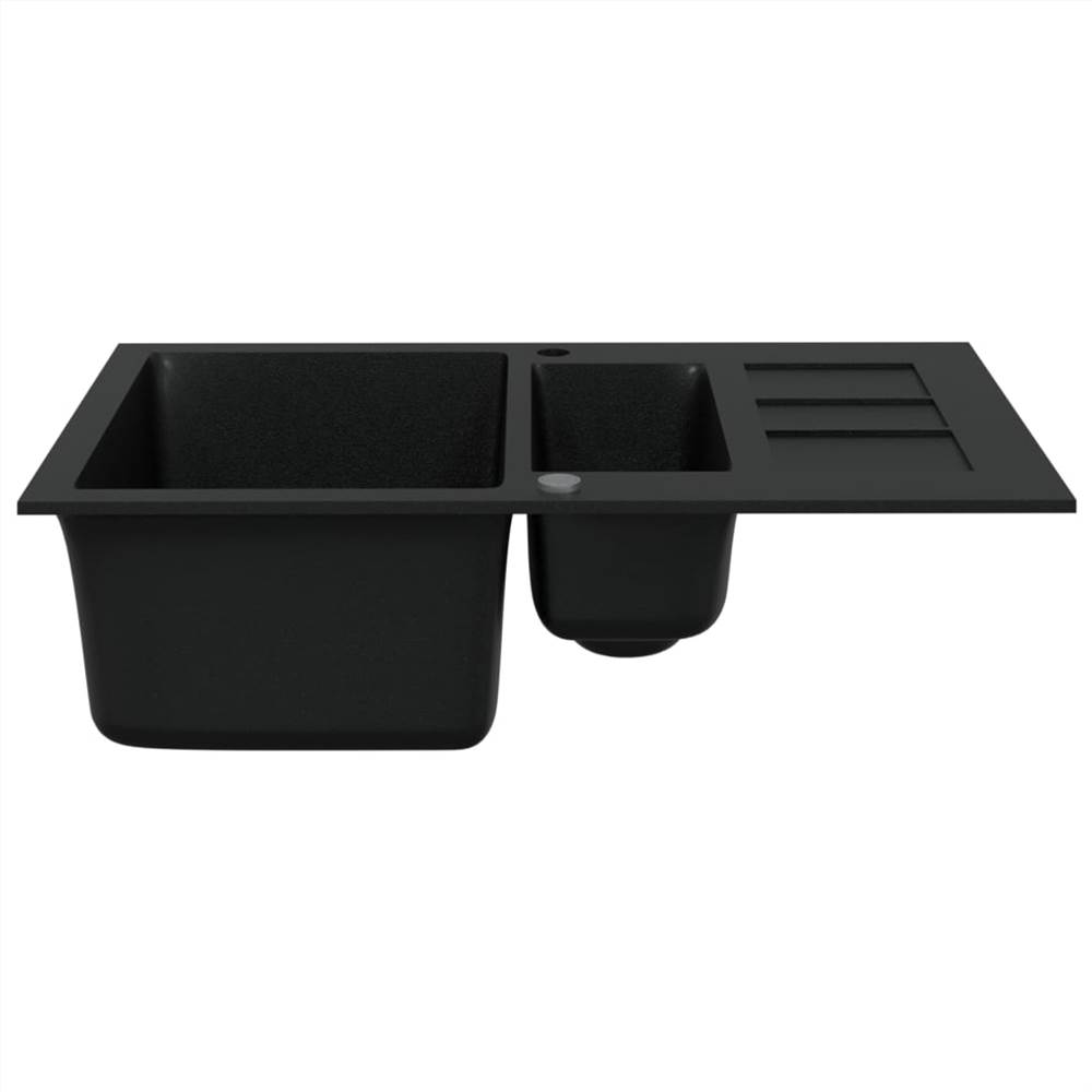 Granite Kitchen Sink Double Basins Black