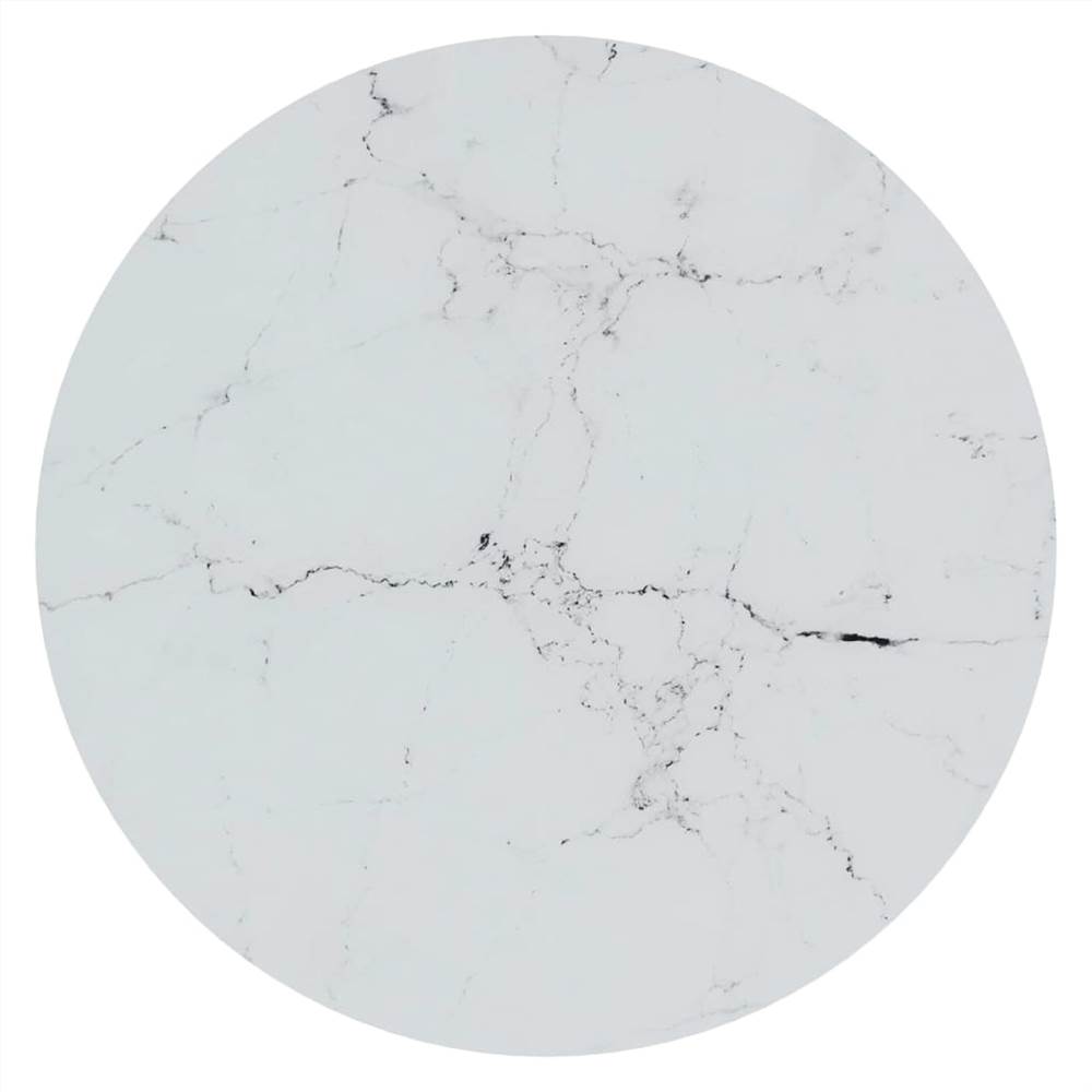 Side Table Gold and White Marble 45 cm Tempered Glass