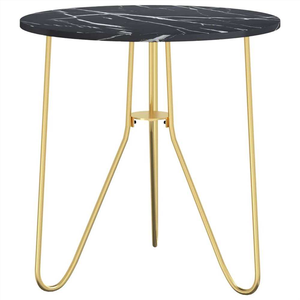 Tea Table Gold and Black Marble 48 cm MDF and Iron