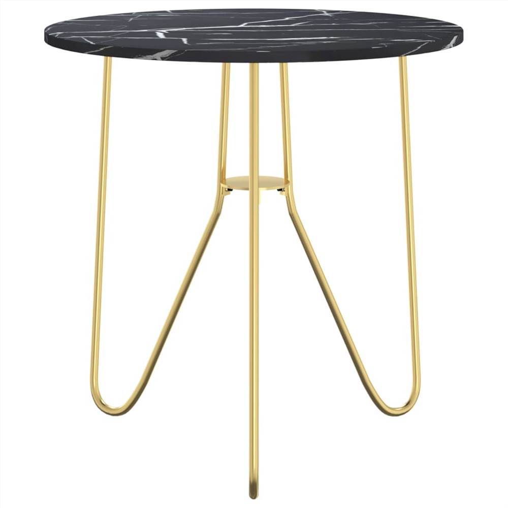 Tea Table Gold and Black Marble 48 cm MDF and Iron