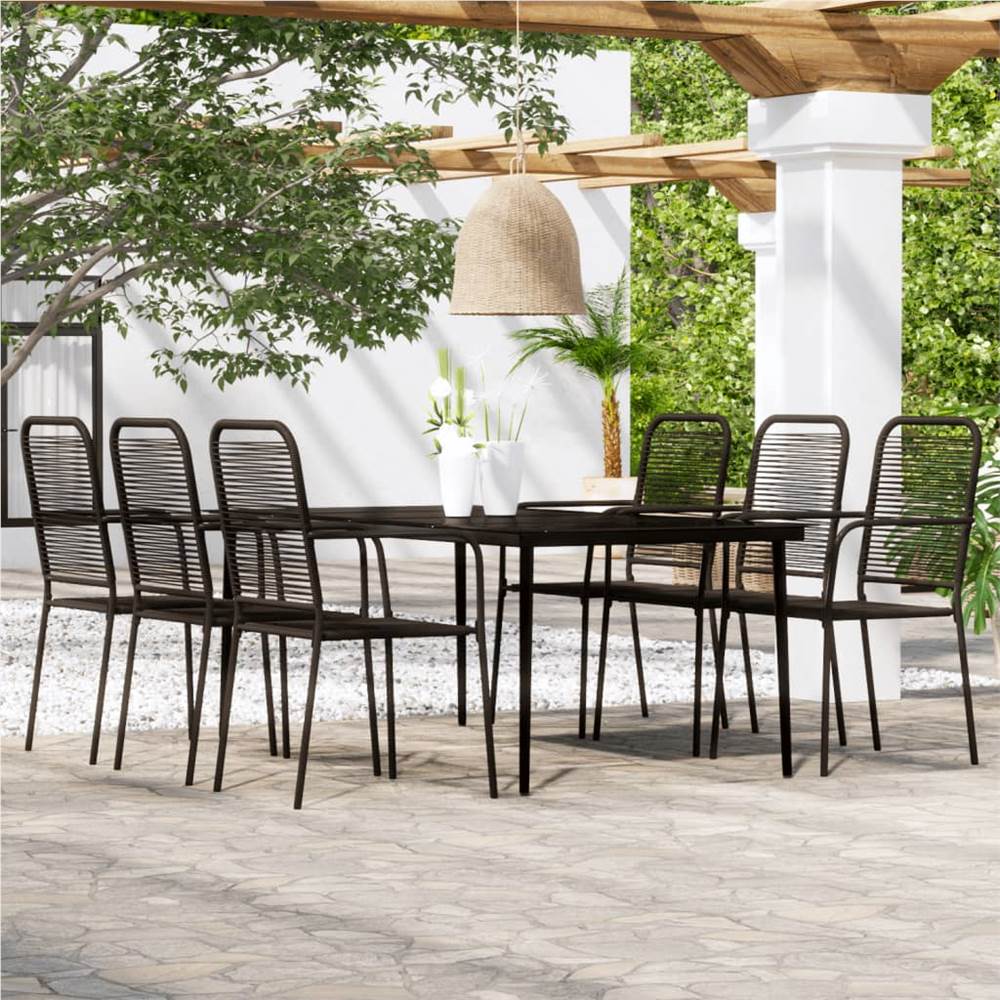 7 Piece Garden Dining Set Black