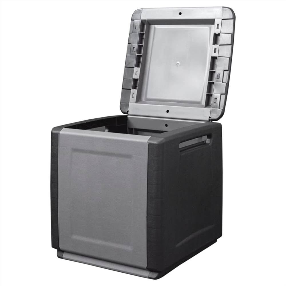 Garden Storage Box 54x53x57 cm 130 L Dark Grey and Black