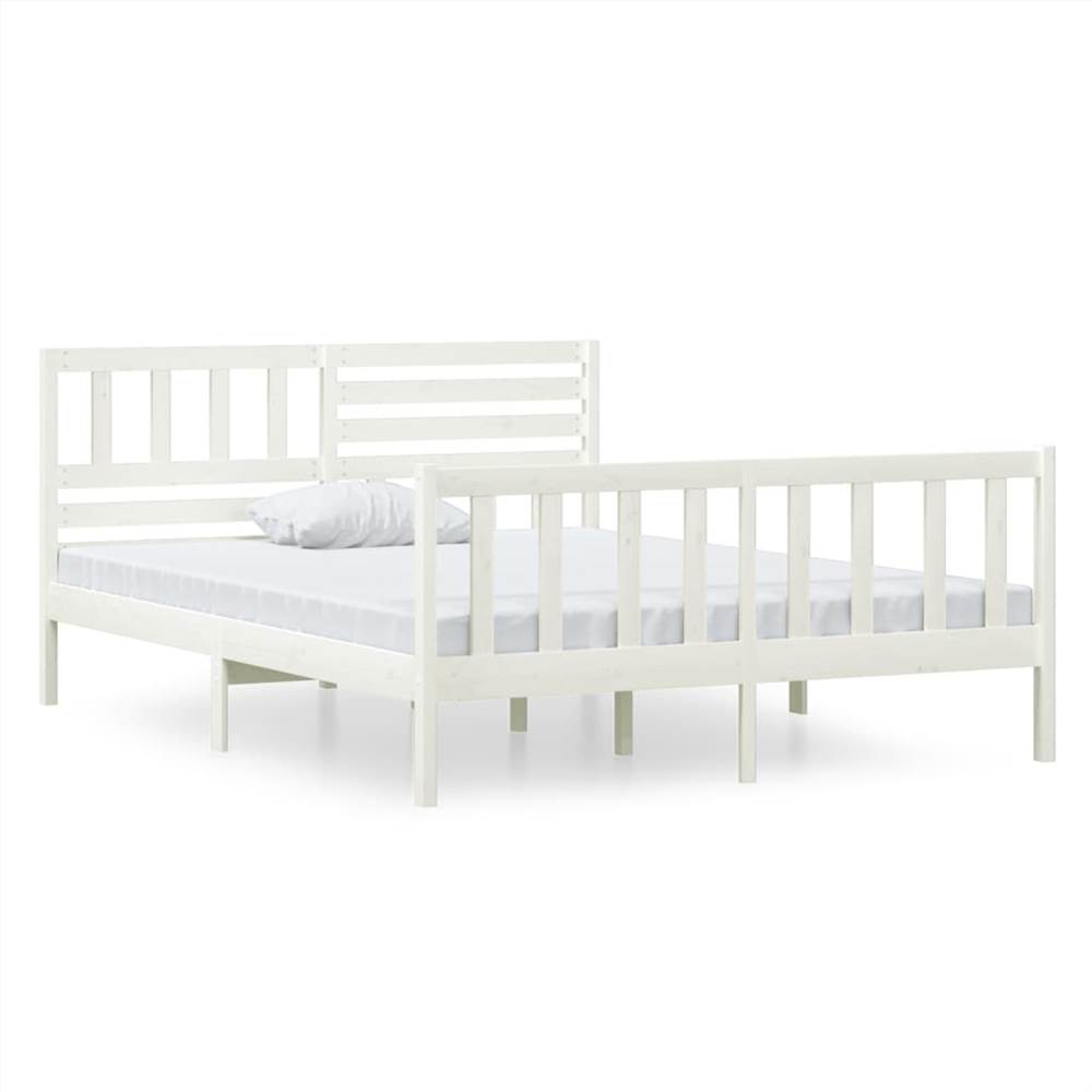 Bed Frame White Solid Wood 120x200 cm 4FT Small Double
