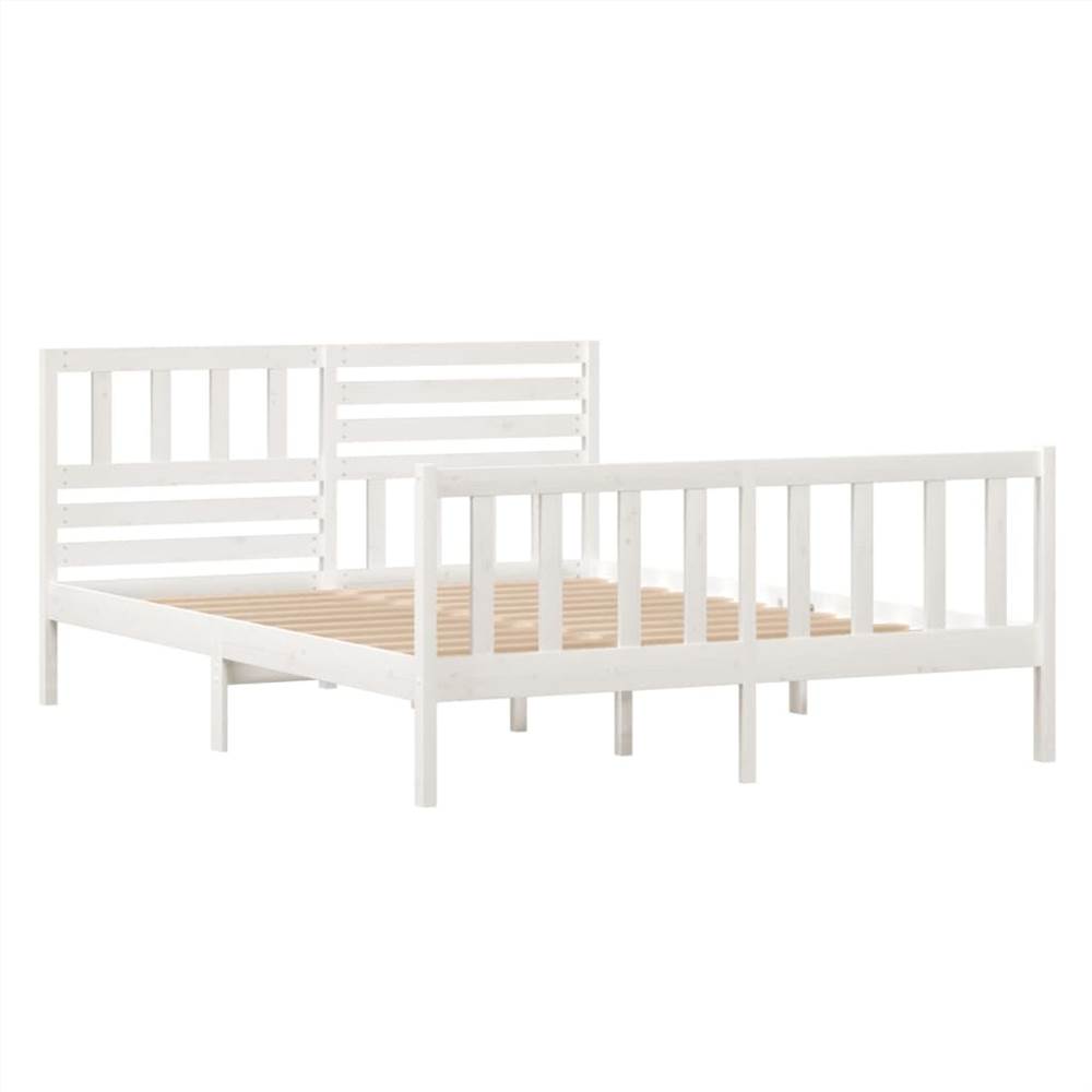 Bed Frame White Solid Wood 120x200 cm 4FT Small Double