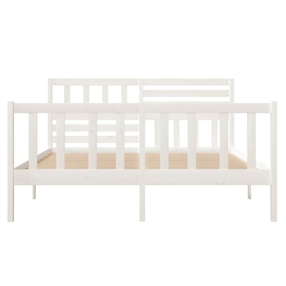 Bed Frame White Solid Wood 120x200 cm 4FT Small Double