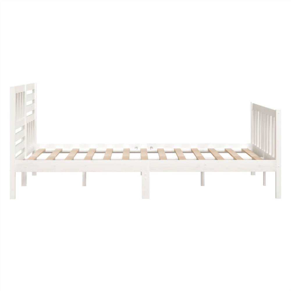 Bed Frame White Solid Wood 120x200 cm 4FT Small Double