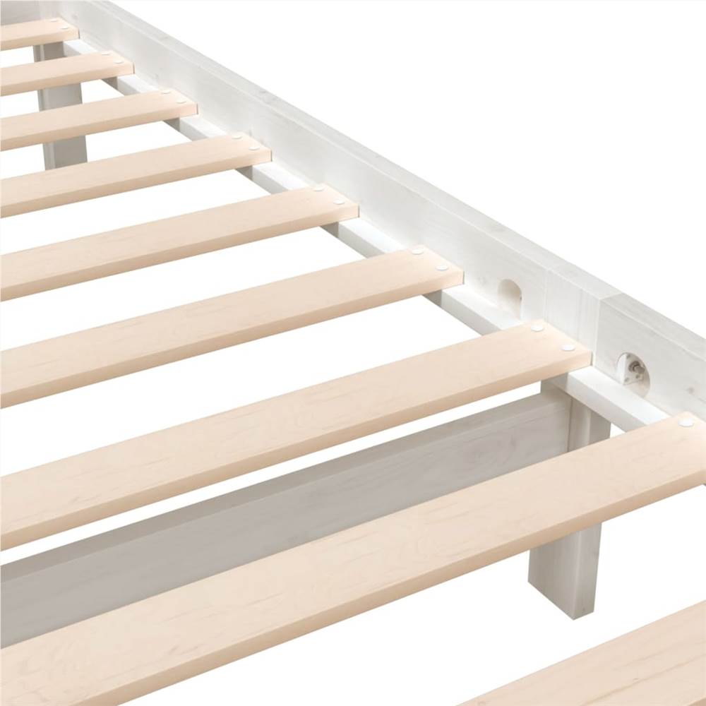 Bed Frame White Solid Wood 120x200 cm 4FT Small Double