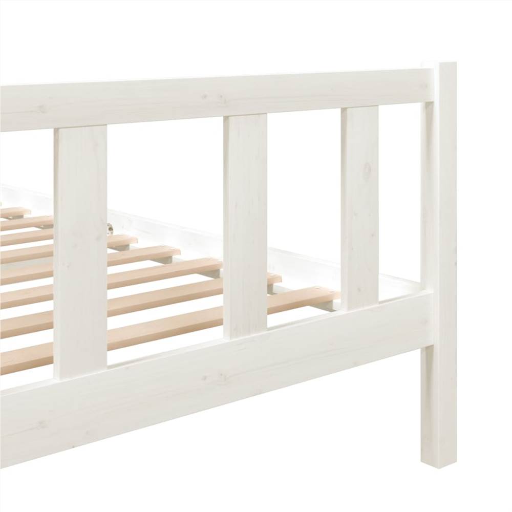 Bed Frame White Solid Wood 120x200 cm 4FT Small Double