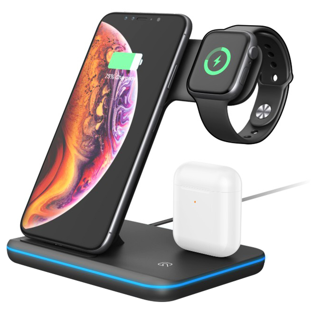 

Z5 15W 3-in-1 Wireless Charger, Watch Smartphone Earbuds Multi-function Desktop Stand Magnetic Wireless Charging - Black