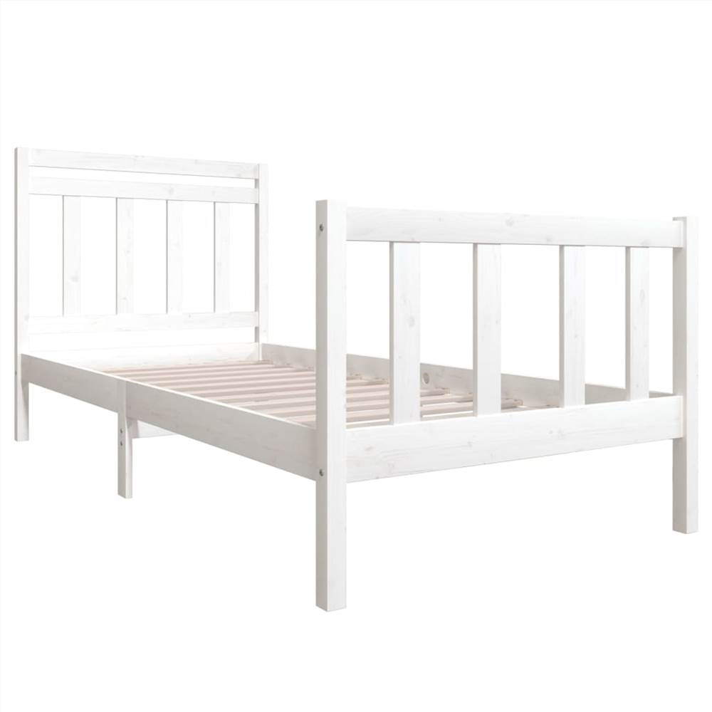 Bed Frame White Solid Wood 90x200 cm 3FT Single