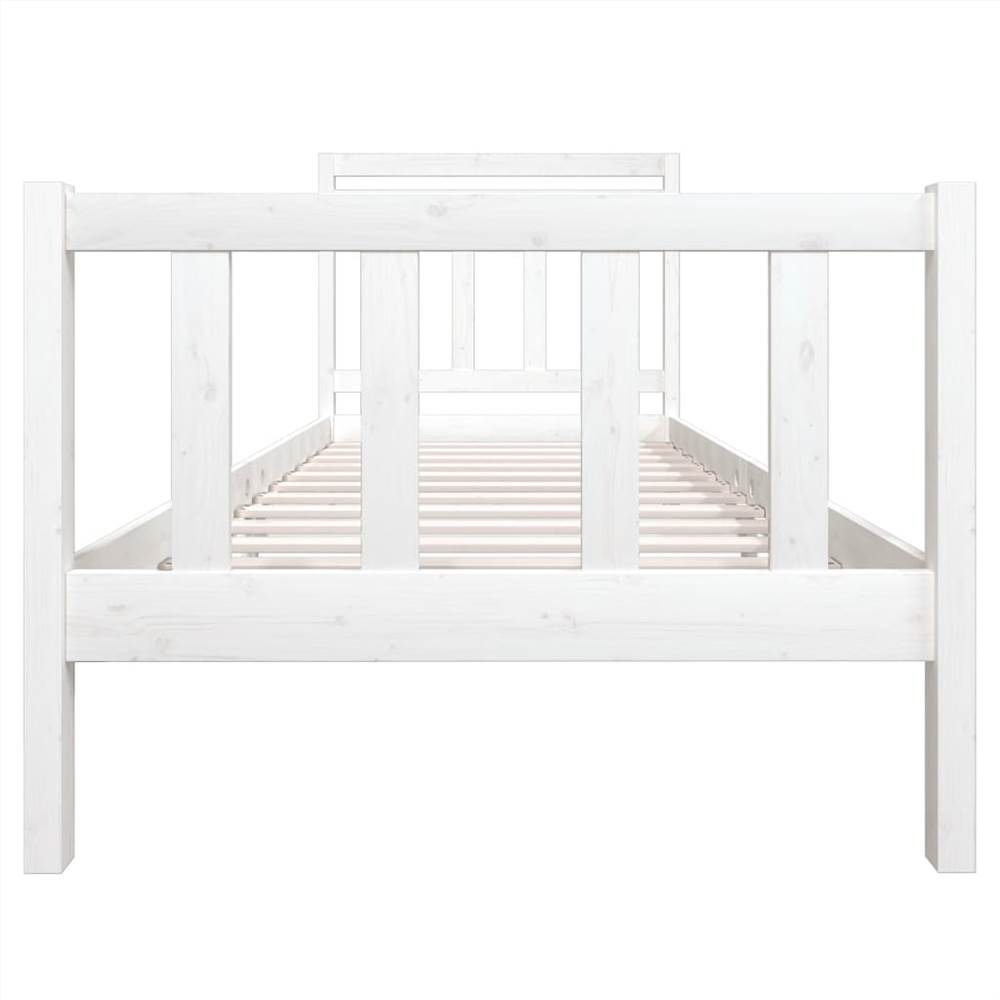 Bed Frame White Solid Wood 90x200 cm 3FT Single