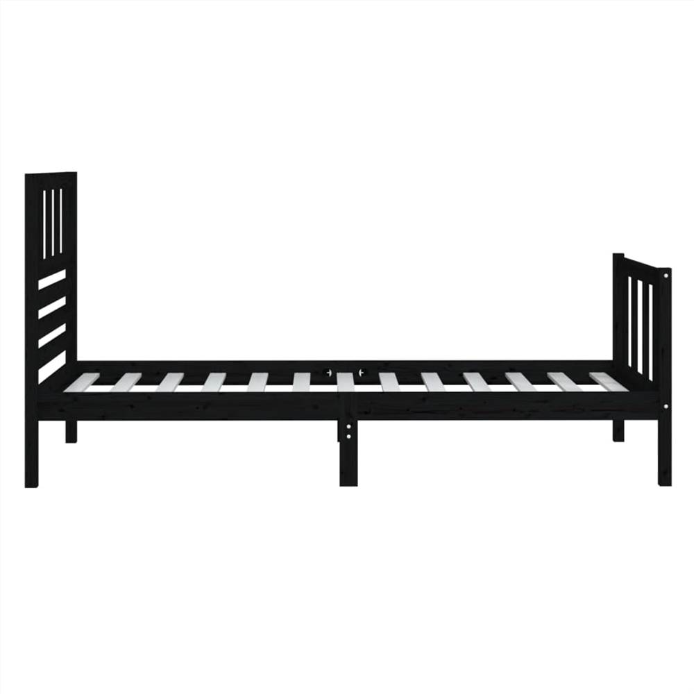 Bed Frame Black Solid Wood 90x200 cm Single