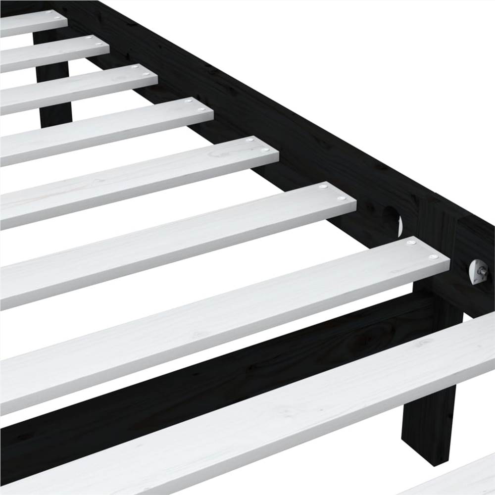 Bed Frame Black Solid Wood 90x200 cm Single