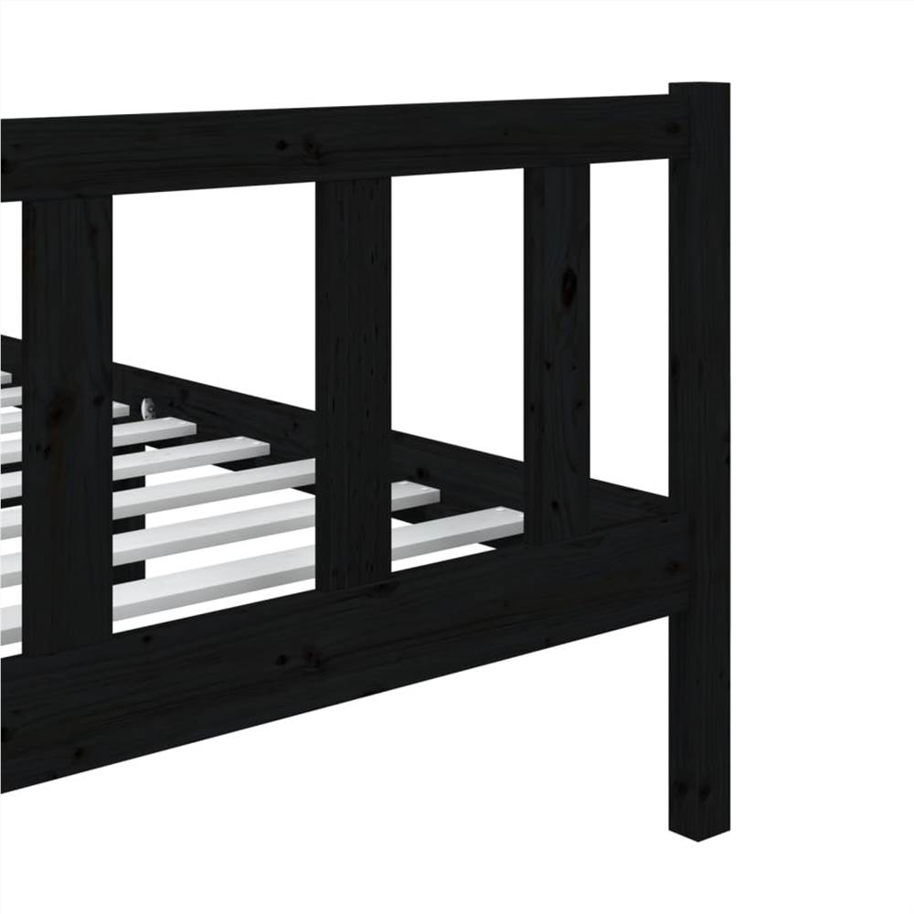 Bed Frame Black Solid Wood 90x200 cm Single