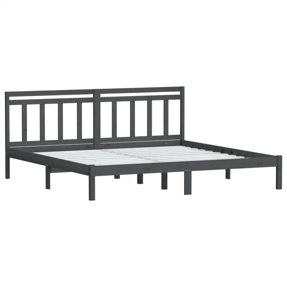 Bed Frame Grey Solid Wood Pine 160x200 cm 5FT King Size