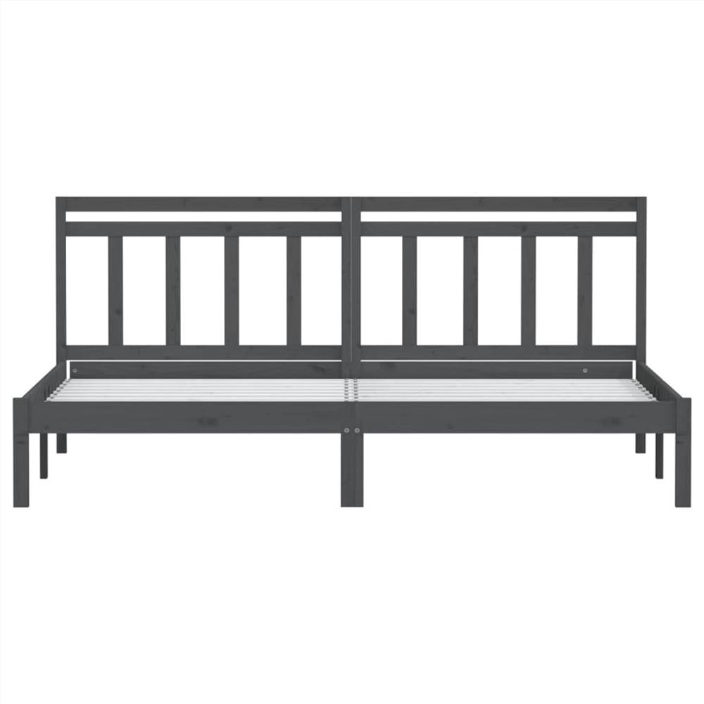 Bed Frame Grey Solid Wood Pine 160x200 cm 5FT King Size