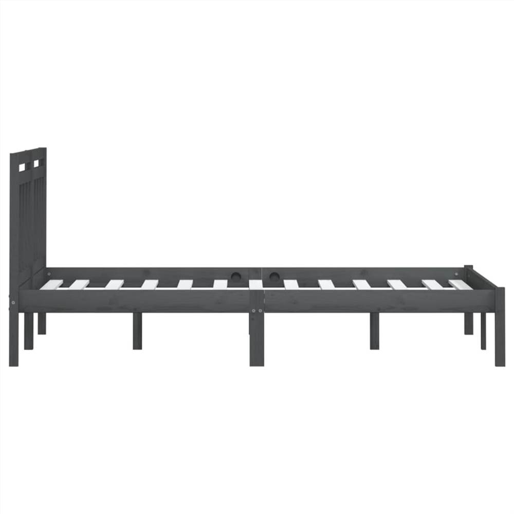Bed Frame Grey Solid Wood Pine 160x200 cm 5FT King Size