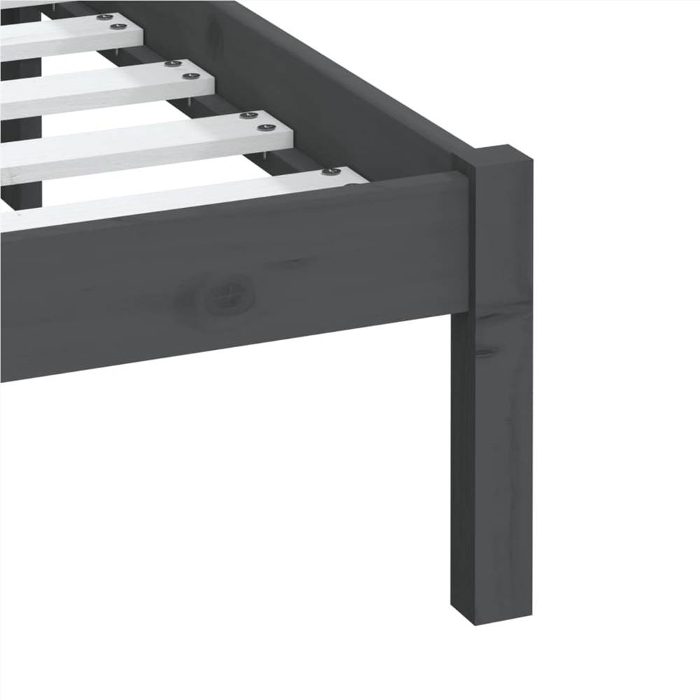 Bed Frame Grey Solid Wood Pine 160x200 cm 5FT King Size