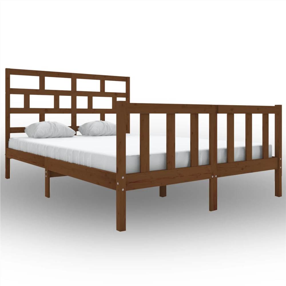 Bed Frame Honey Brown Solid Wood Pine 160x200 cm 5FT King Size
