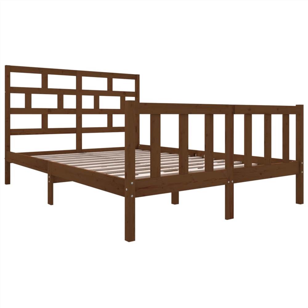 Bed Frame Honey Brown Solid Wood Pine 160x200 cm 5FT King Size