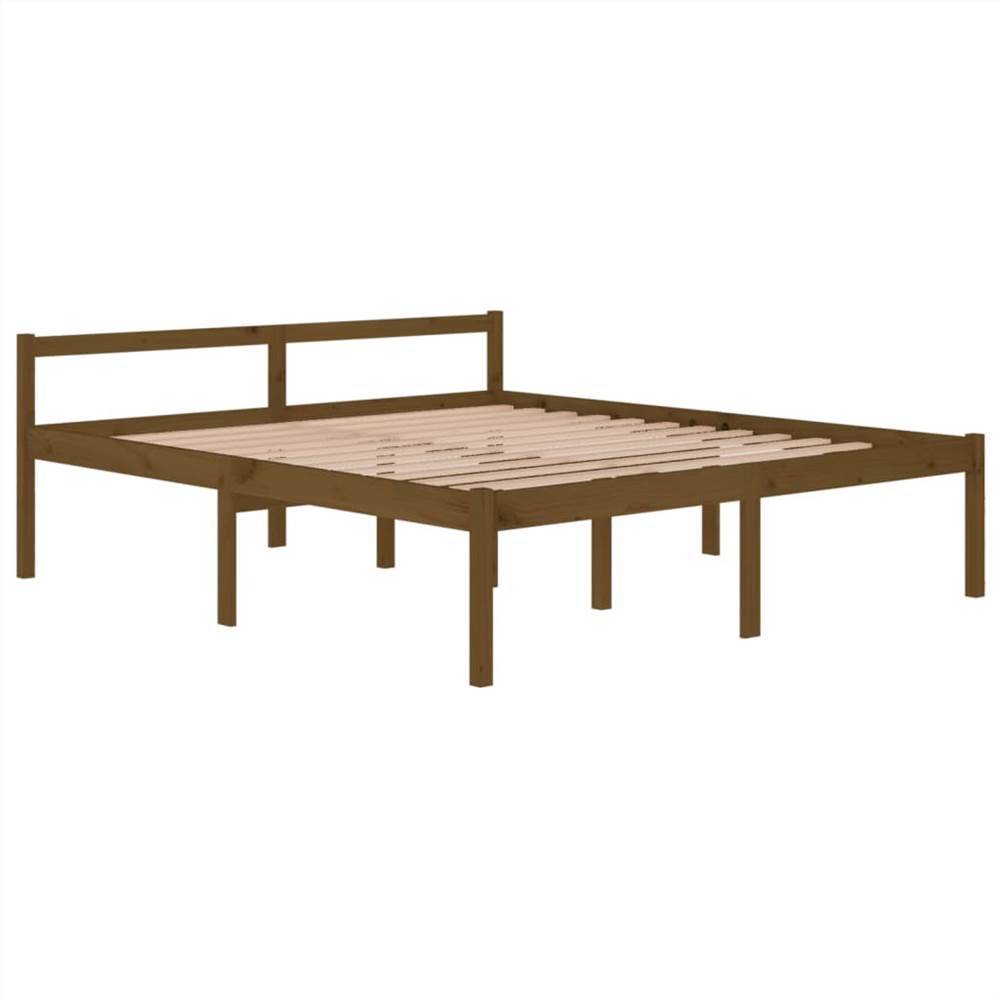 Bed Frame Honey Brown Solid Wood Pine 180x200cm 6FT Super King