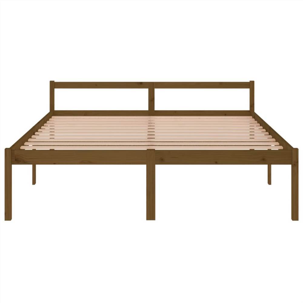 Bed Frame Honey Brown Solid Wood Pine 180x200cm 6FT Super King