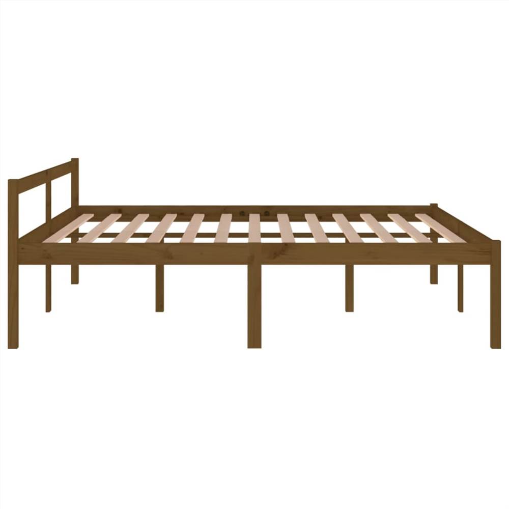 Bed Frame Honey Brown Solid Wood Pine 180x200cm 6FT Super King