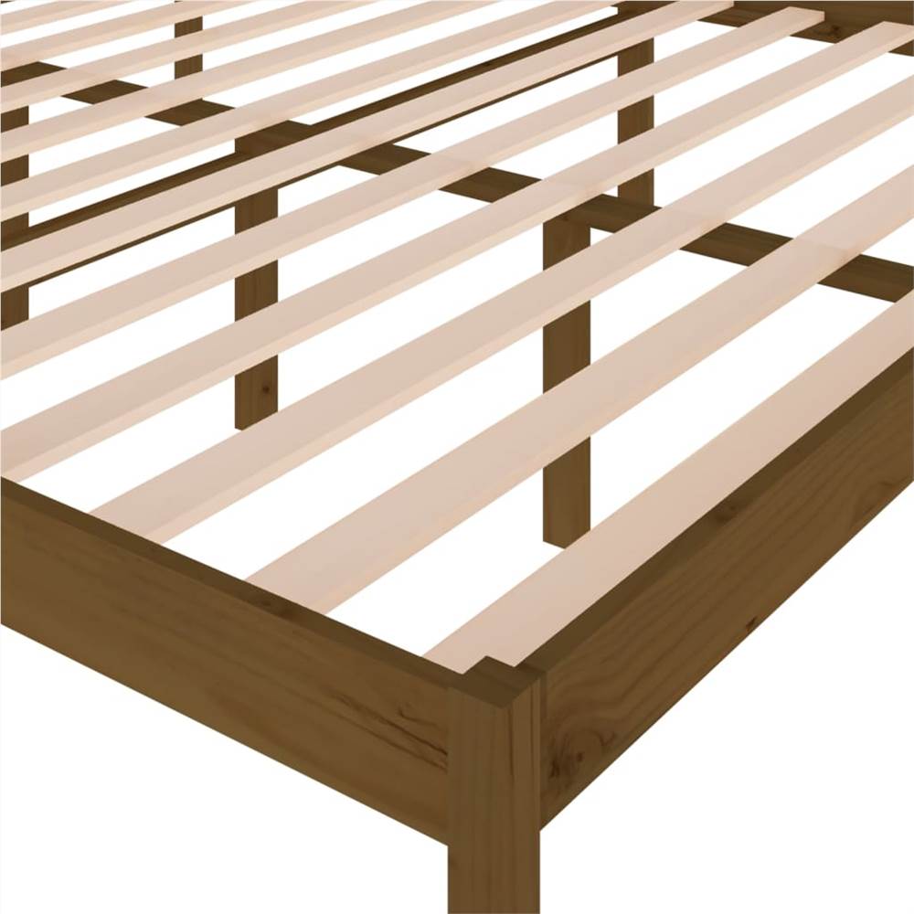 Bed Frame Honey Brown Solid Wood Pine 180x200cm 6FT Super King