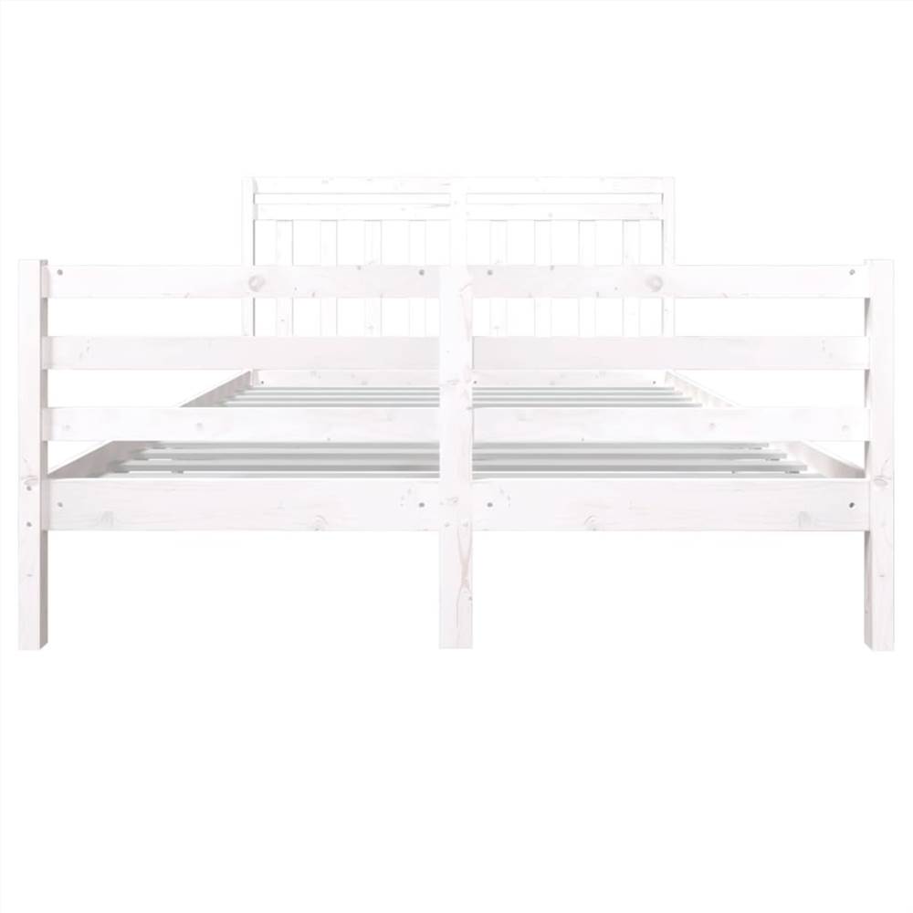 Bed Frame White Solid Wood 150x200 cm 5FT King Size