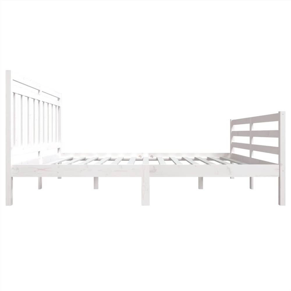 Bed Frame White Solid Wood 150x200 cm 5FT King Size