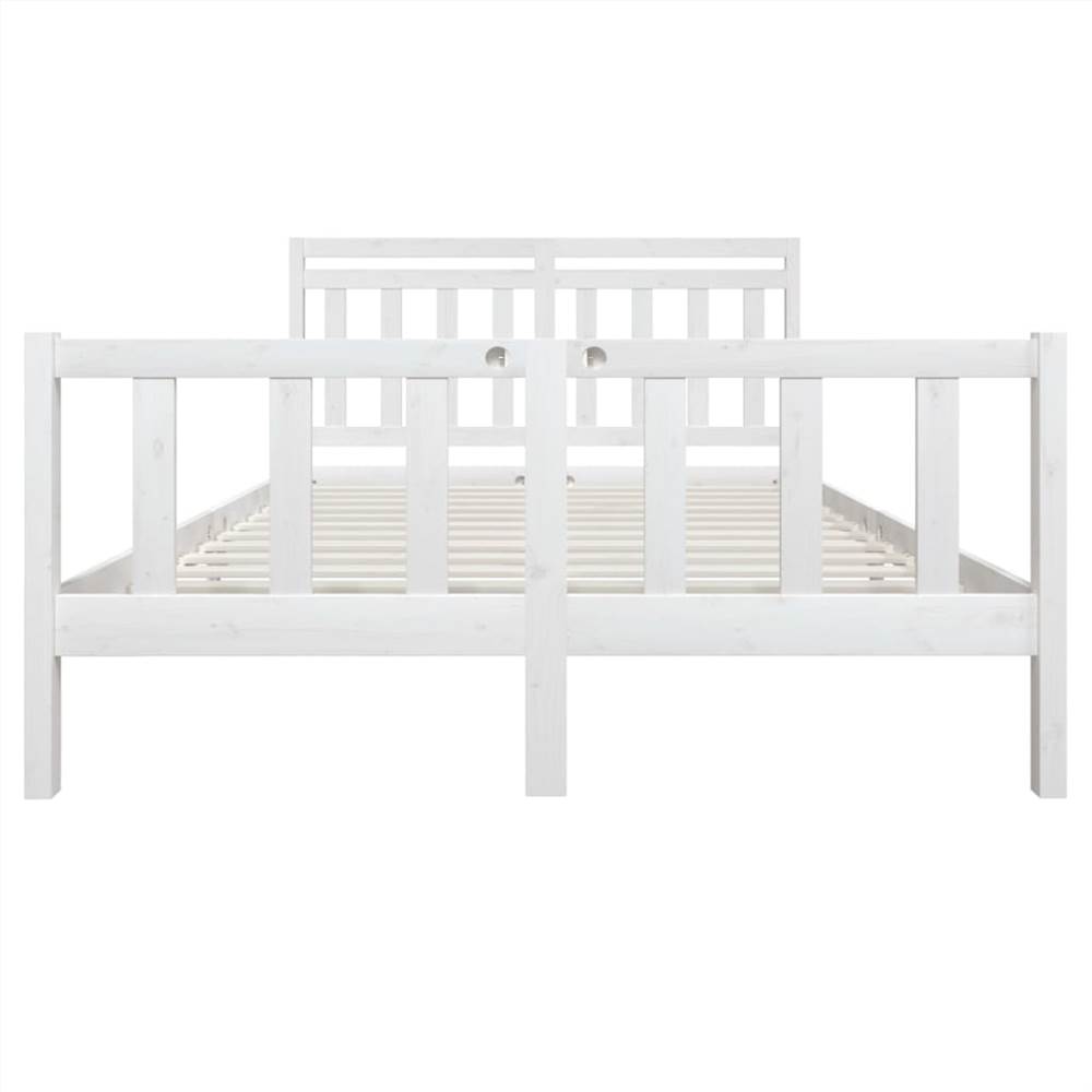 Bed Frame White Solid Wood 160x200 cm 5FT King Size