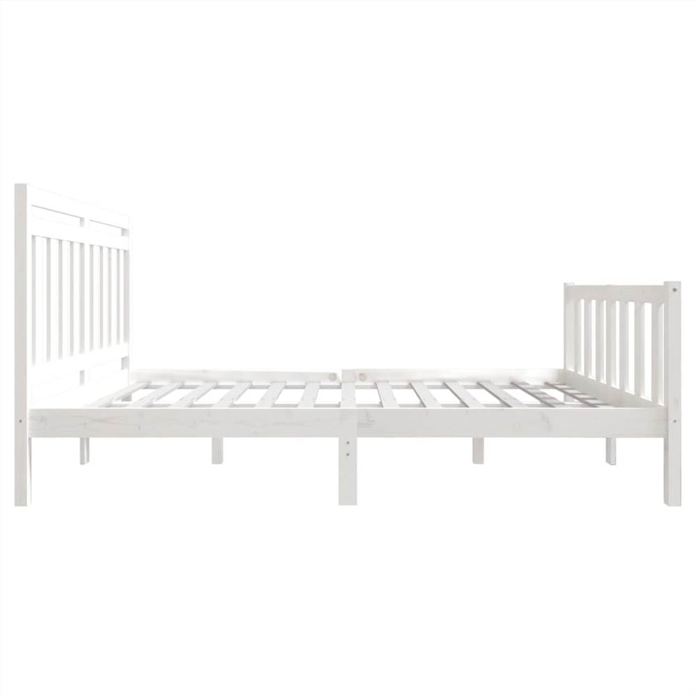 Bed Frame White Solid Wood 160x200 cm 5FT King Size